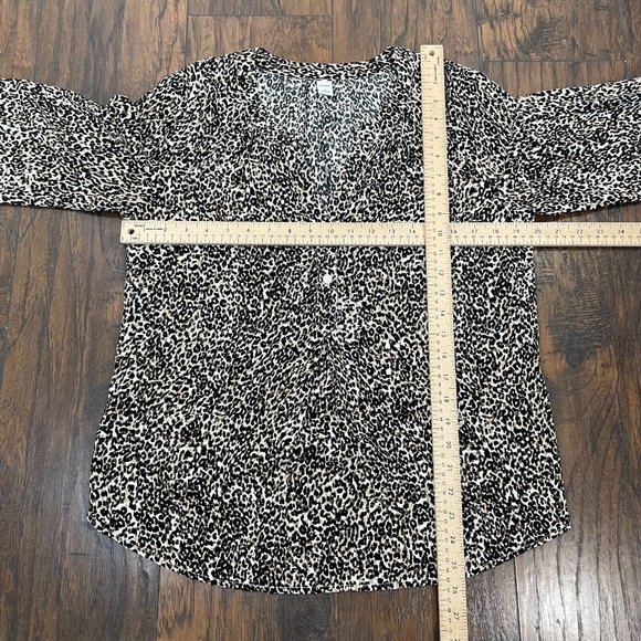 Old Navy Top Medium Leopard Brown Black Long Sleeve Popover Blouse Women's - Picture 7 of 12